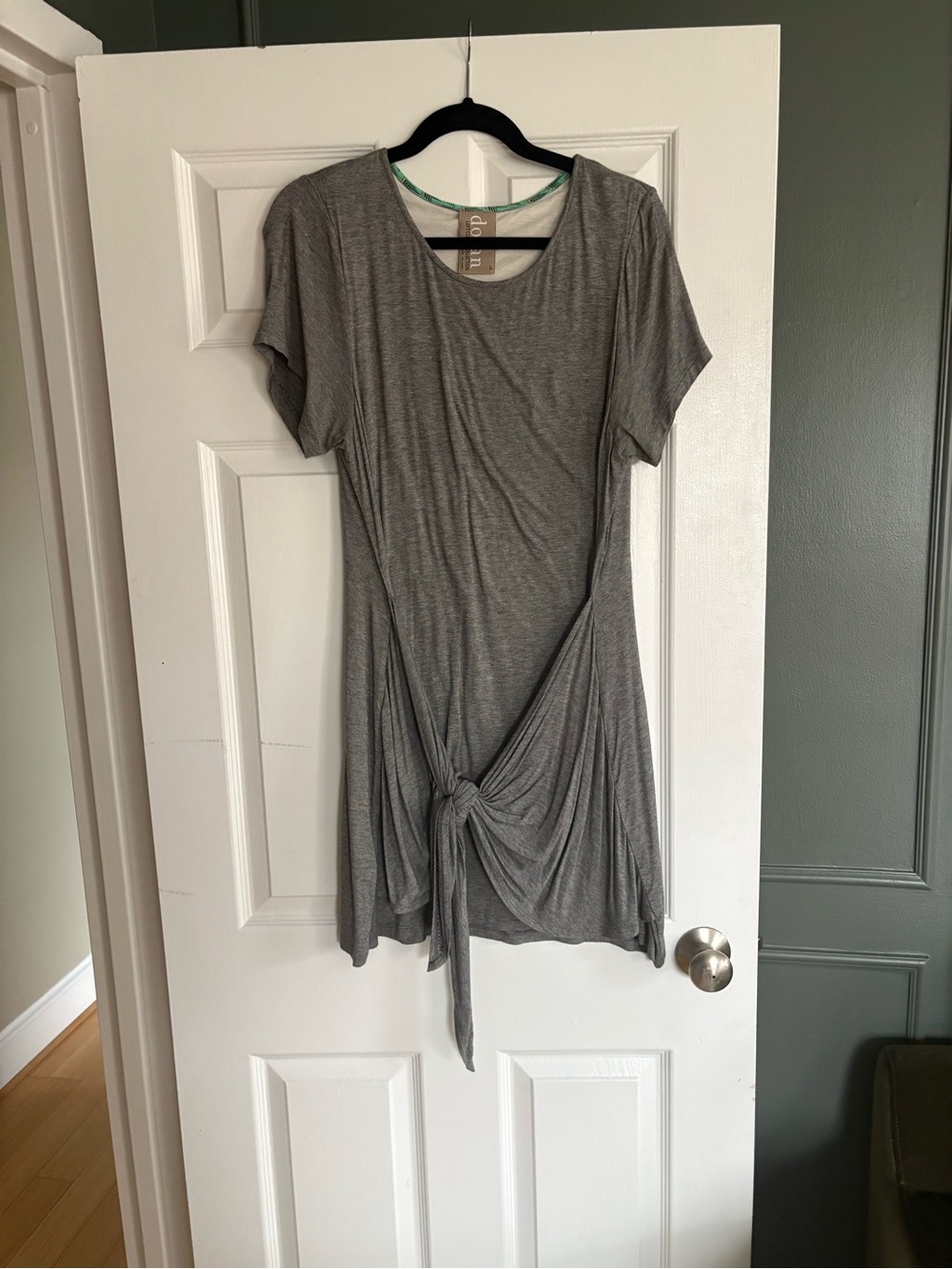 dolan Gray Short Sleeve Mini Dress with Front Tie